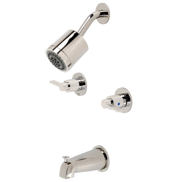 Tub and Shower Faucet, Polished Nickel, Wall Mount